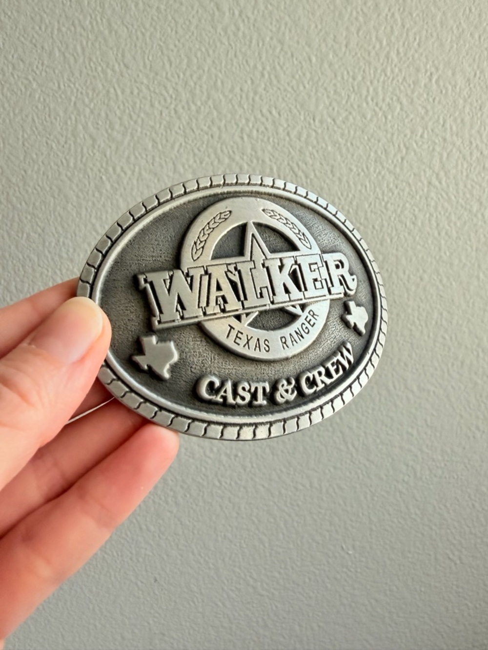 Vintage Texas Walker Cast and Crew Belt Buckle 2000 - antique silver tone
